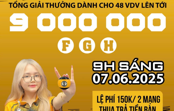 Giải Đấu 9 Ball - Tung Cơ Đỉnh Cao , Rinh Giải Khủng Tại Mia Town