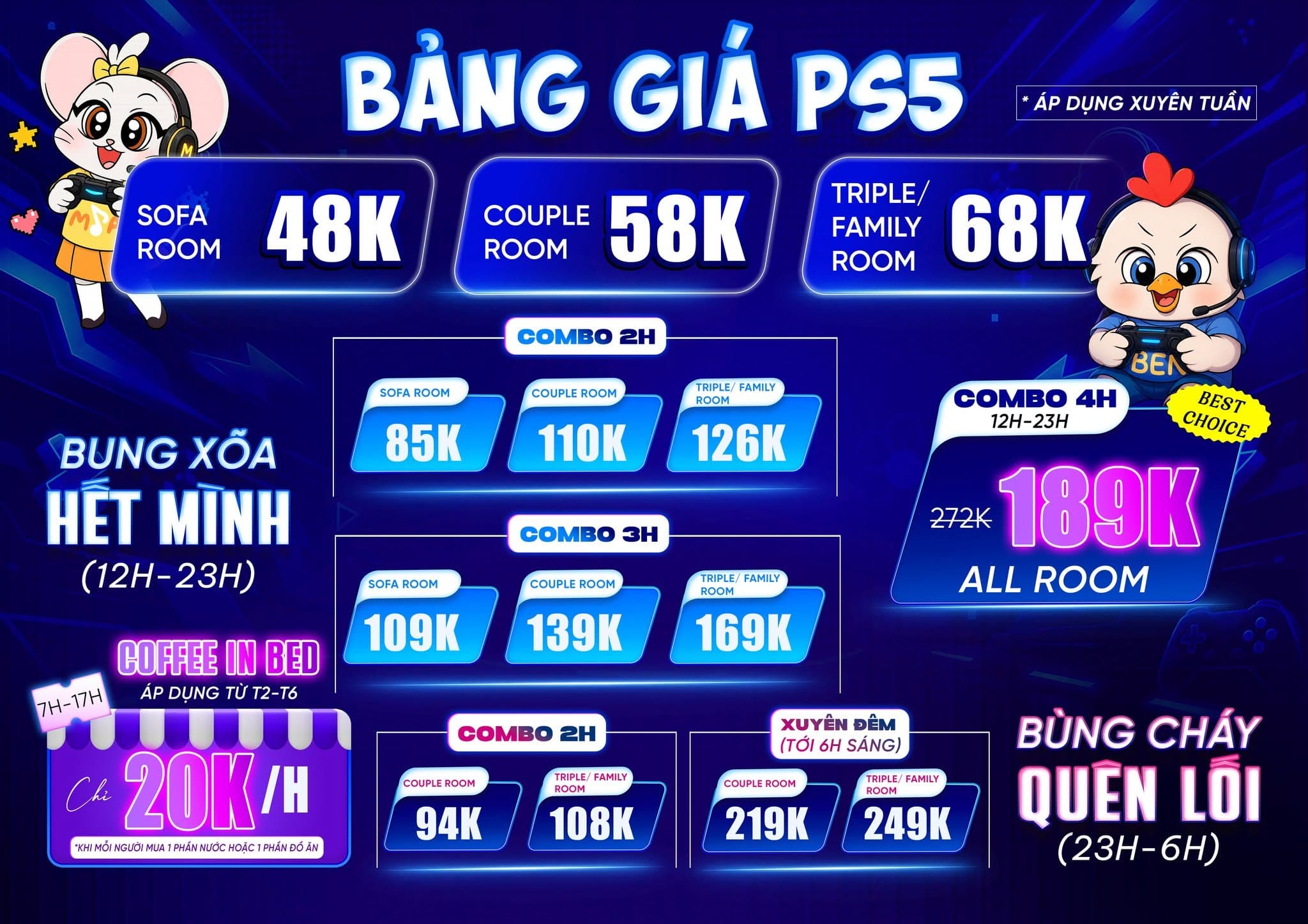 🎮 BẢNG GIÁ & COMBO PS5 - MIA TOWN Chill - riêng tư - chơi là ghiền